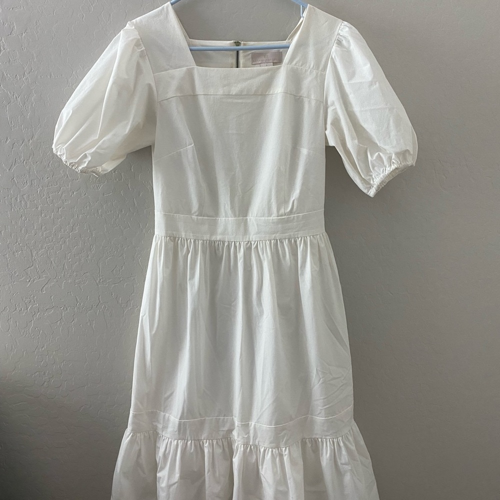 White ruffled midi Rachel Parcell dress